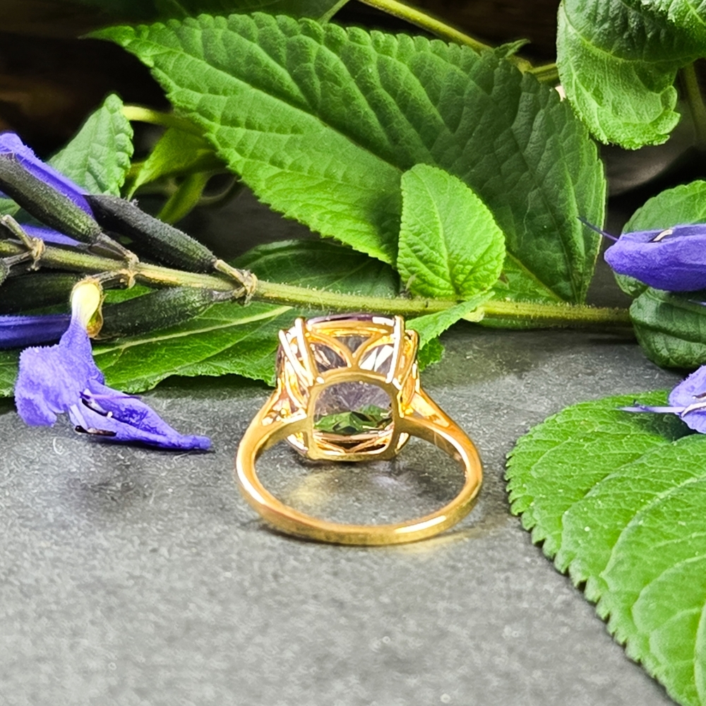 NIB Savvy Cie Pink Amethyst 18k Gold Plated Silver Cocktail Ring - Picture 6 of 14